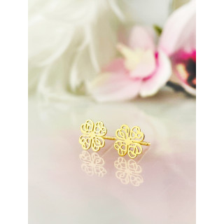 Kleeblatt Ohrringe Ohrhänger Ohrstecker Ohrschmuck Paar Gelbgold 585er 14KT