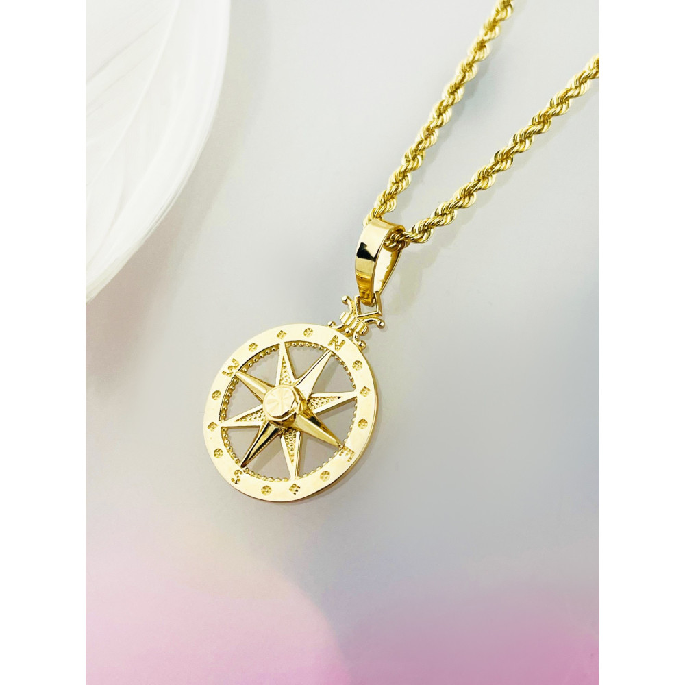 Anhänger Kettenanhänger Windrose  Gelbgold Goldanhänger 585er 14KT