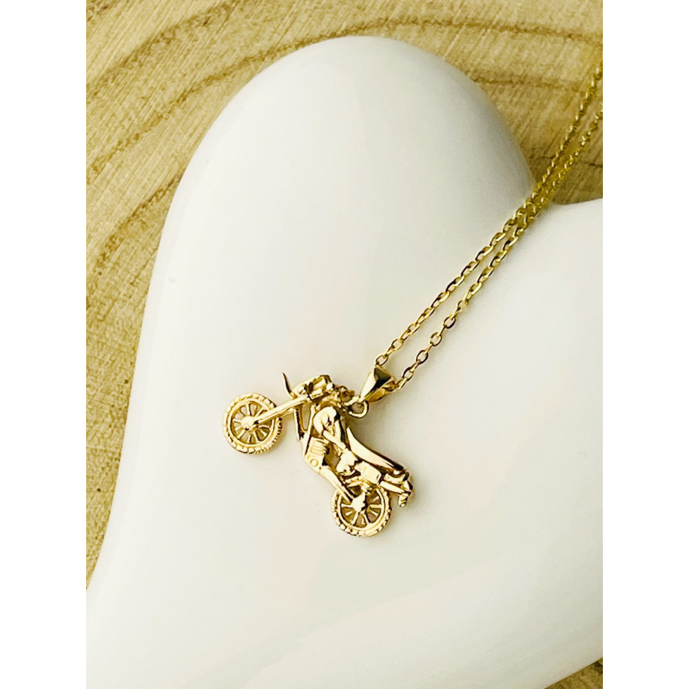 Anhänger Kettenanhänger Motorrad Gelbgold Goldanhänger 585er 14KT