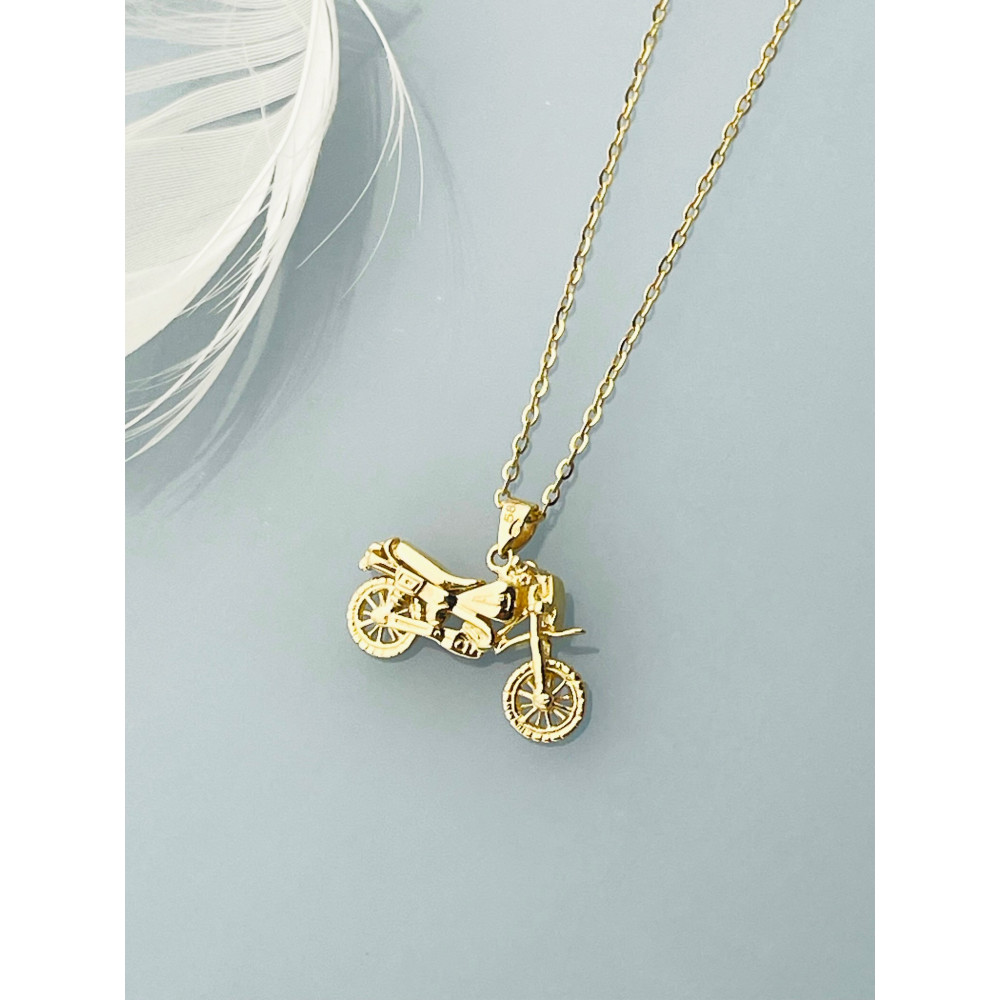 Anhänger Kettenanhänger Motorrad Gelbgold Goldanhänger 585er 14KT