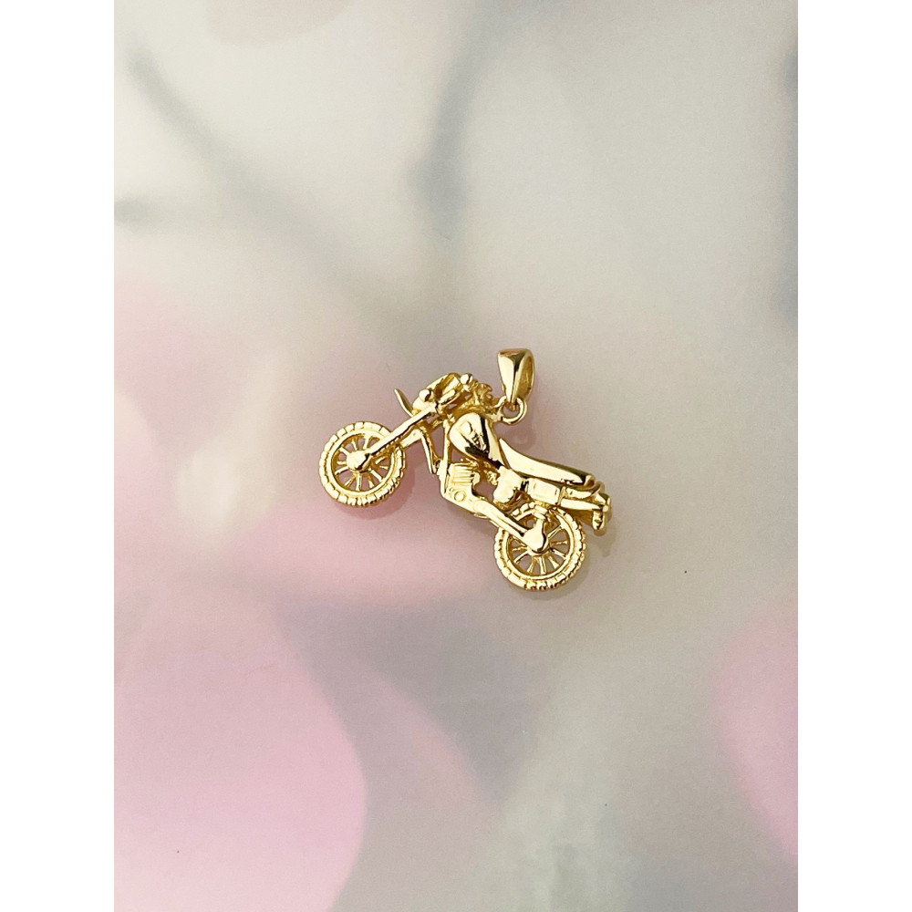 Anhänger Kettenanhänger Motorrad Gelbgold Goldanhänger 585er 14KT