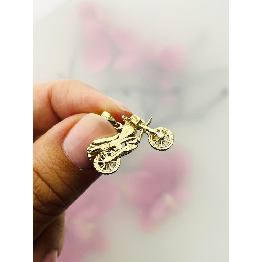 Anhänger Kettenanhänger Motorrad Gelbgold Goldanhänger 585er 14KT