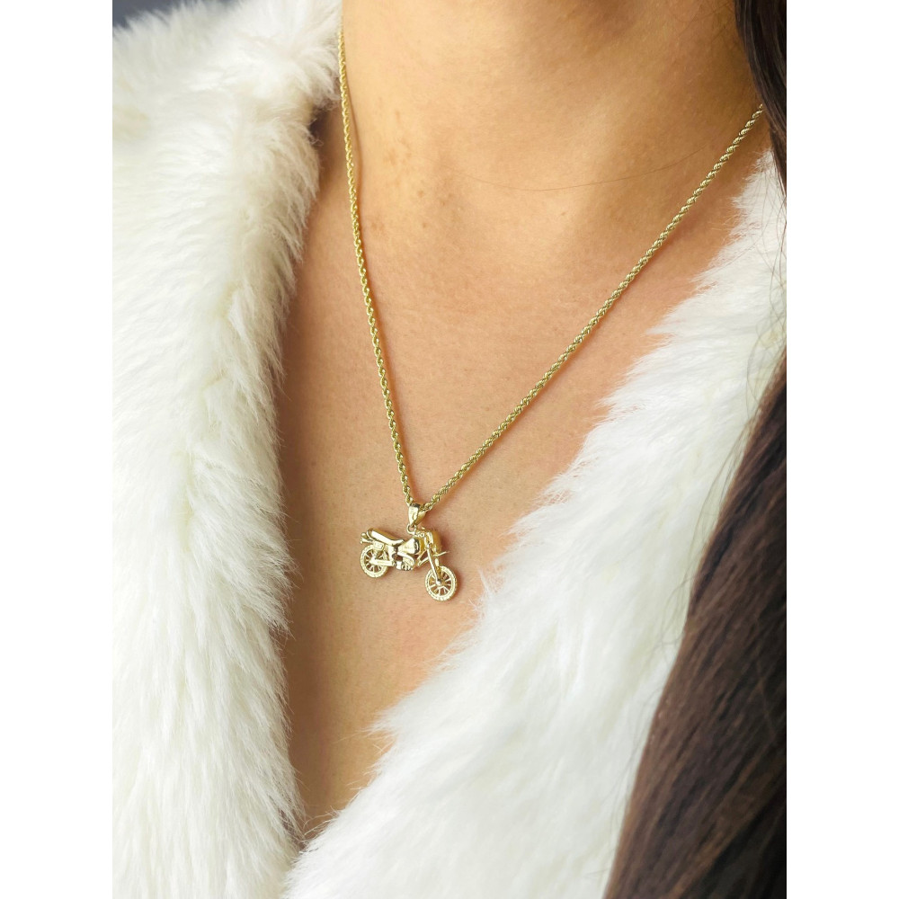 Złoty wisiorek zawieszka figurka motocykl