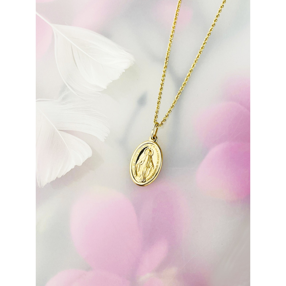 Złoty Medalik Zawieszka Matka Boska Cudowny Medalik szkaplerz Chrzest Komunia