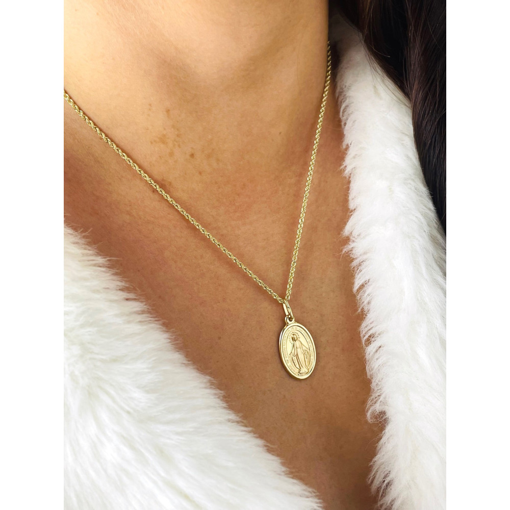 Złoty Medalik Zawieszka Matka Boska Cudowny Medalik szkaplerz Chrzest Komunia