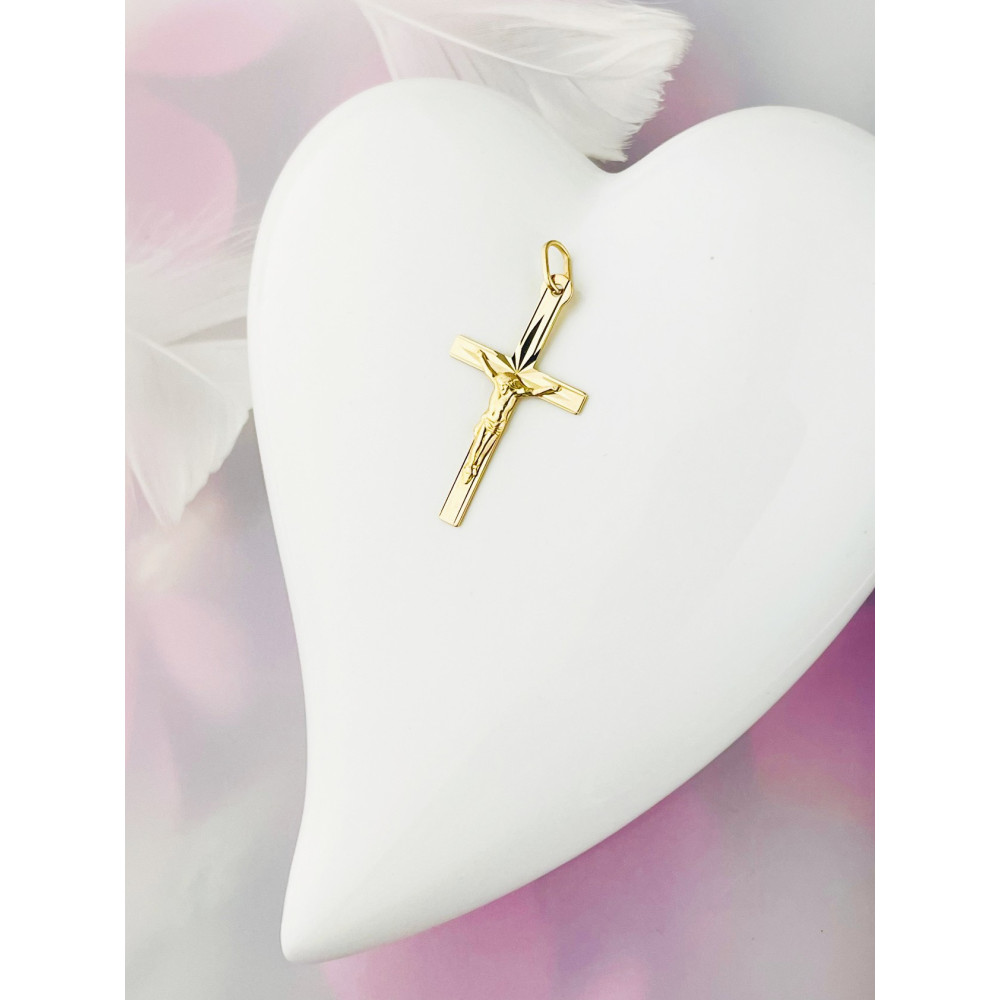 Goldanhänger Kettenanhänger Gold Anhänger Kreuz mit Jesus Goldkreuz Erstkommunion Gelbgold 585er 14KT