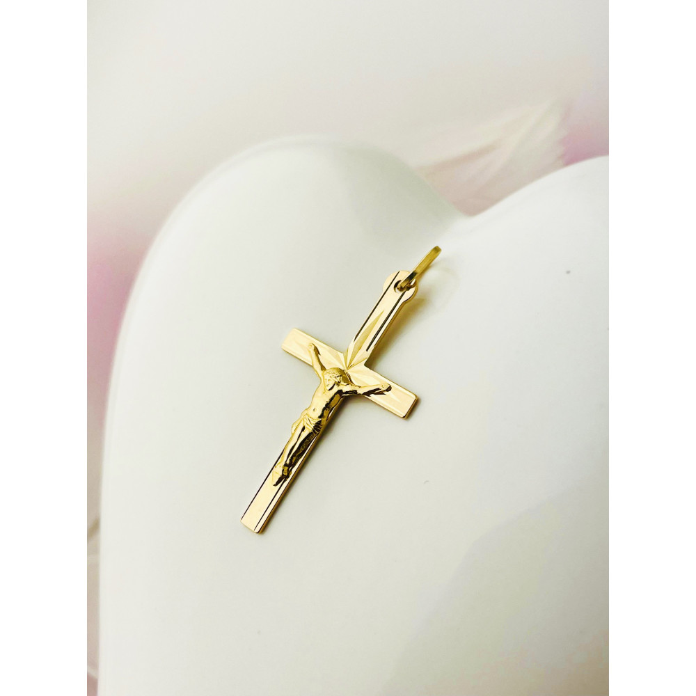 Goldanhänger Kettenanhänger Gold Anhänger Kreuz mit Jesus Goldkreuz Erstkommunion Gelbgold 585er 14KT