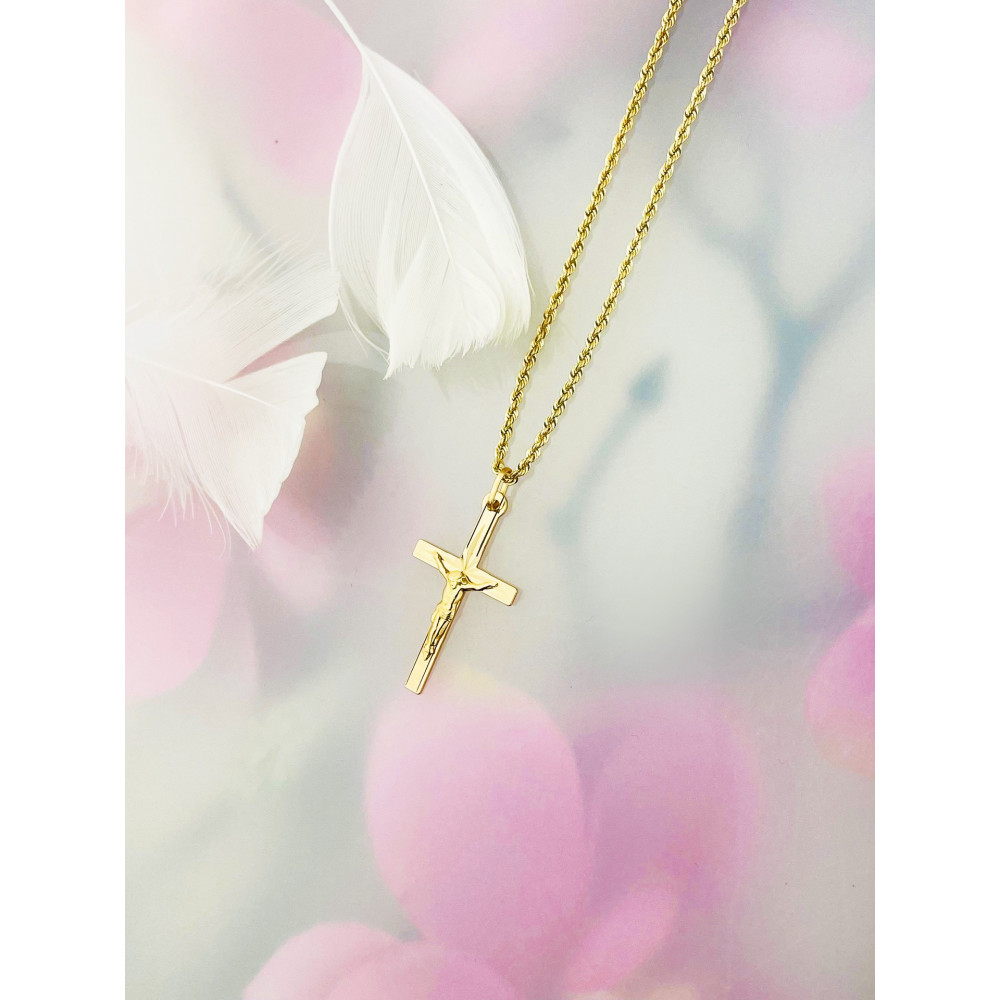 Goldanhänger Kettenanhänger Gold Anhänger Kreuz mit Jesus Goldkreuz Erstkommunion Gelbgold 585er 14KT