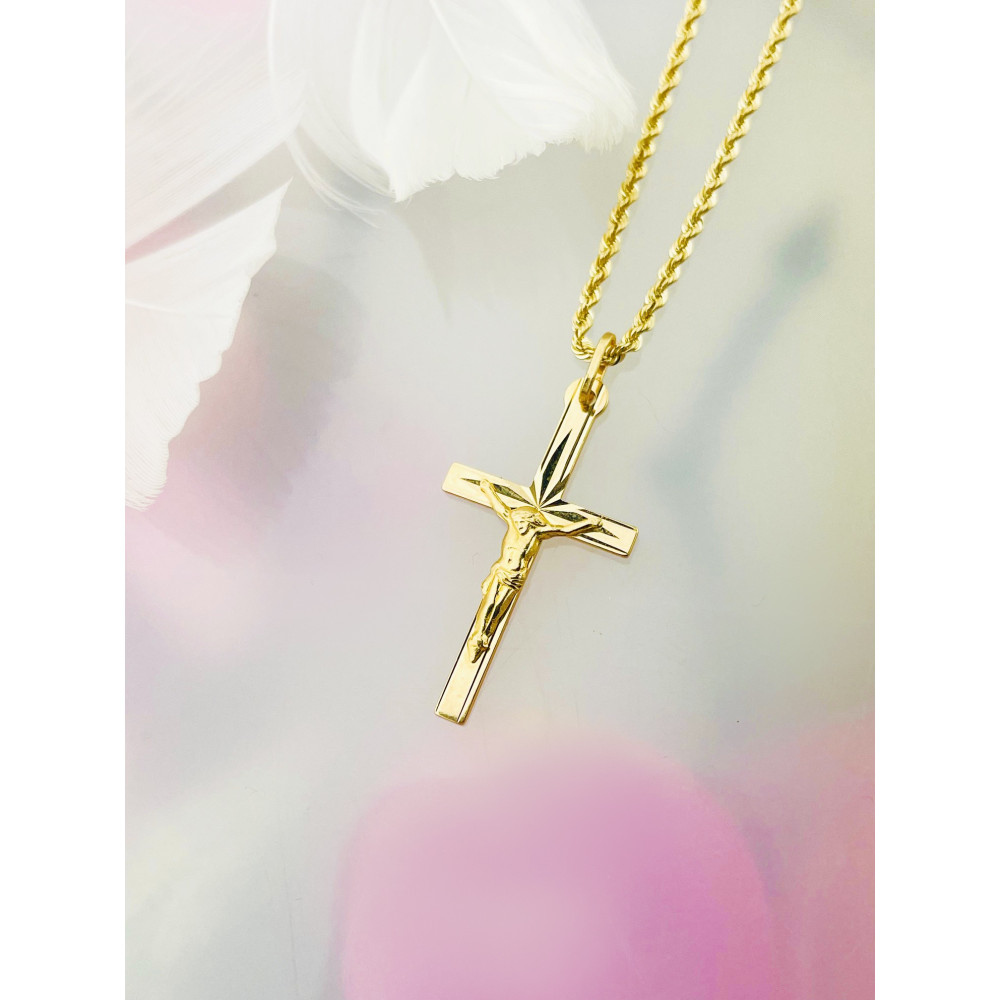 Goldanhänger Kettenanhänger Gold Anhänger Kreuz mit Jesus Goldkreuz Erstkommunion Gelbgold 585er 14KT