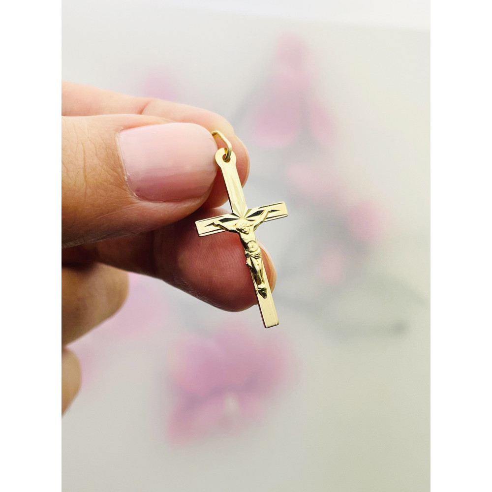 Goldanhänger Kettenanhänger Gold Anhänger Kreuz mit Jesus Goldkreuz Erstkommunion Gelbgold 585er 14KT
