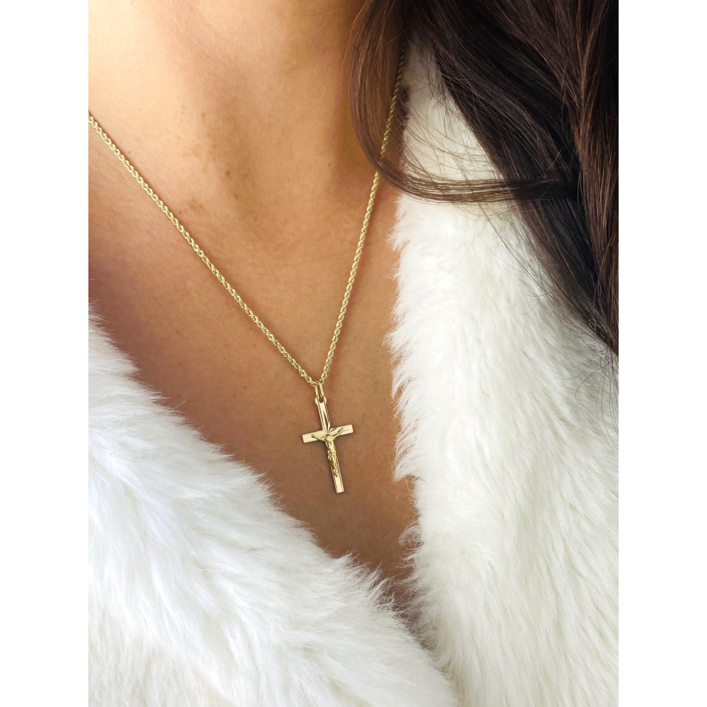 Goldanhänger Kettenanhänger Gold Anhänger Kreuz mit Jesus Goldkreuz Erstkommunion Gelbgold 585er 14KT