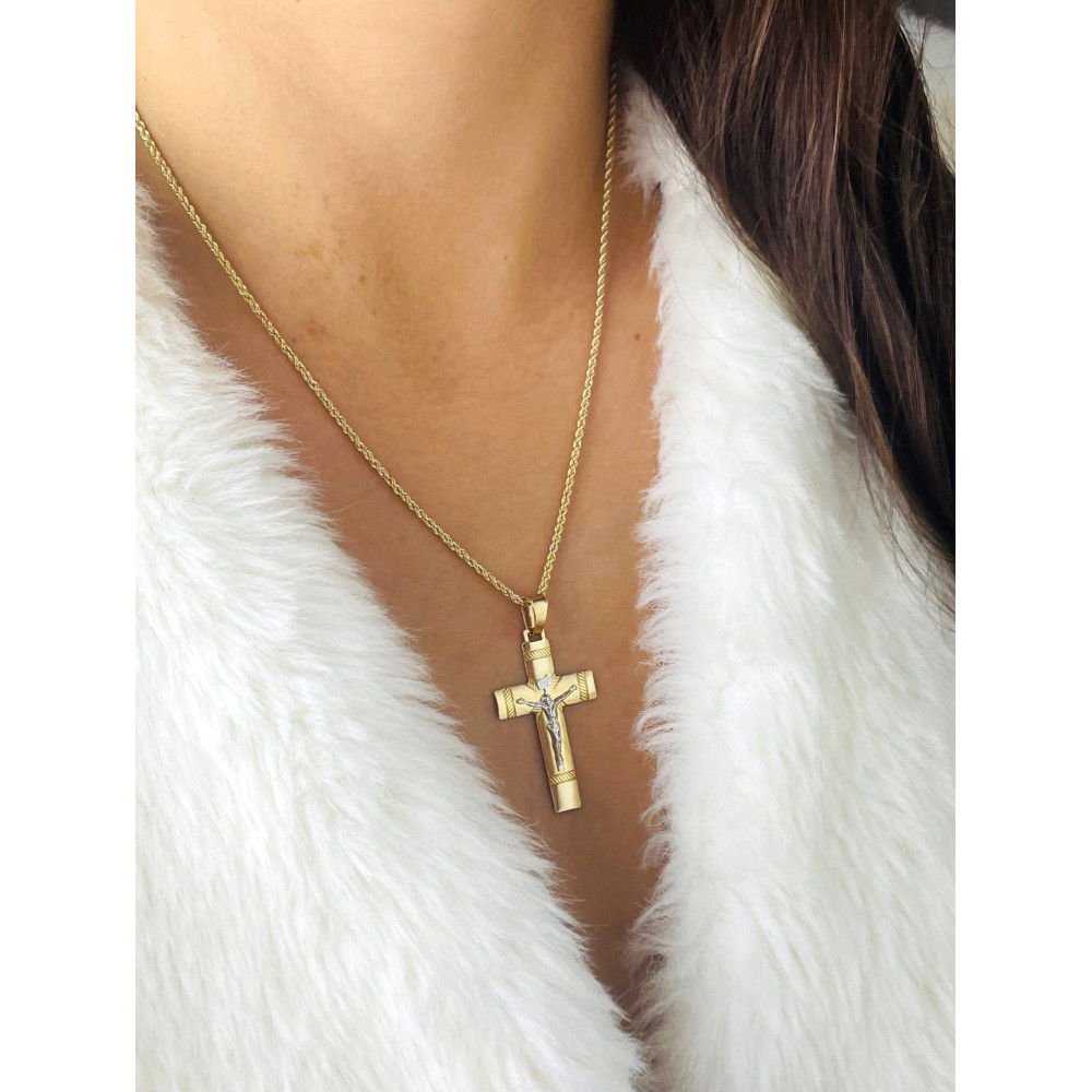 Goldanhänger Kettenanhänger Gold Anhänger Kreuz mit Jesus Goldkreuz Erstkommunion Gelbgold 585er 14KT