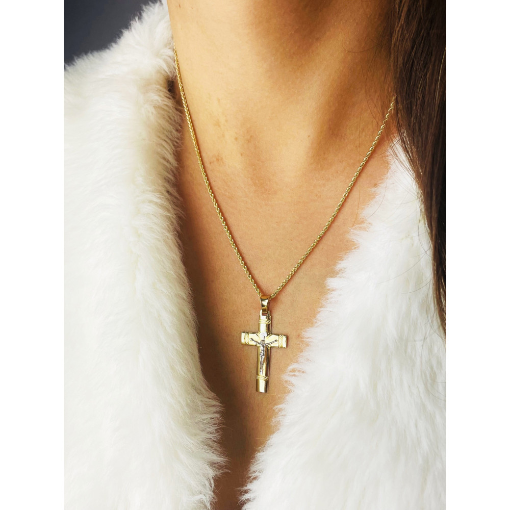 Goldanhänger Kettenanhänger Gold Anhänger Kreuz mit Jesus Goldkreuz Erstkommunion Gelbgold 585er 14KT