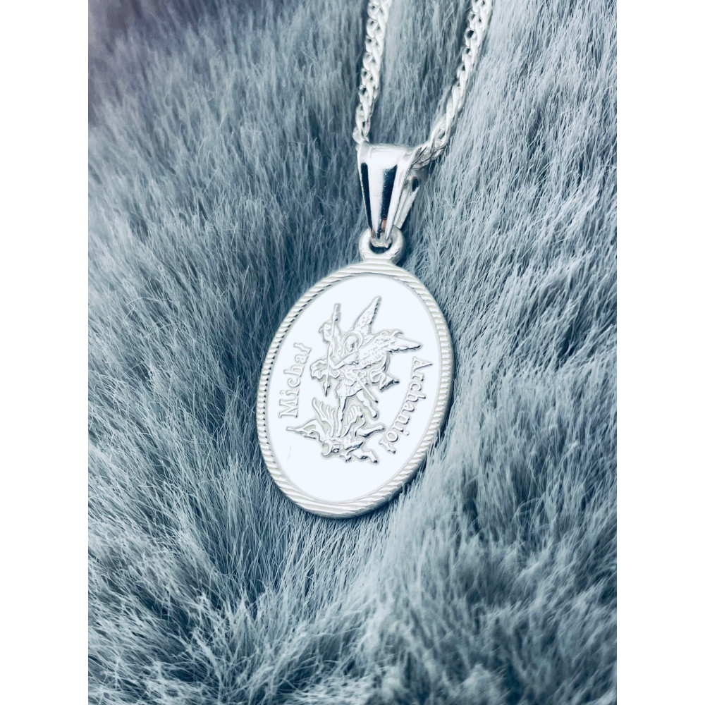 925 Silber Halskette mit Kette und Anhänger Erzengel Michael