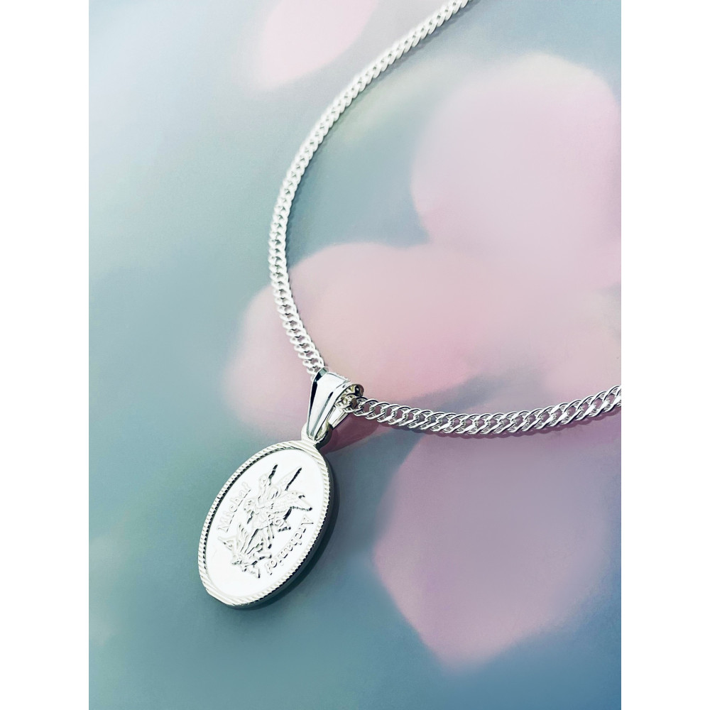 925 Silber Halskette mit Kette und Anhänger Erzengel Michael