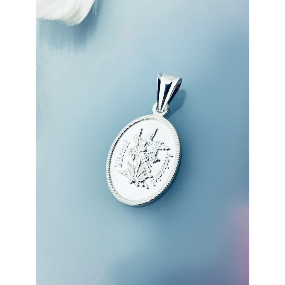 925 Silber Halskette mit Kette und Anhänger Erzengel Michael