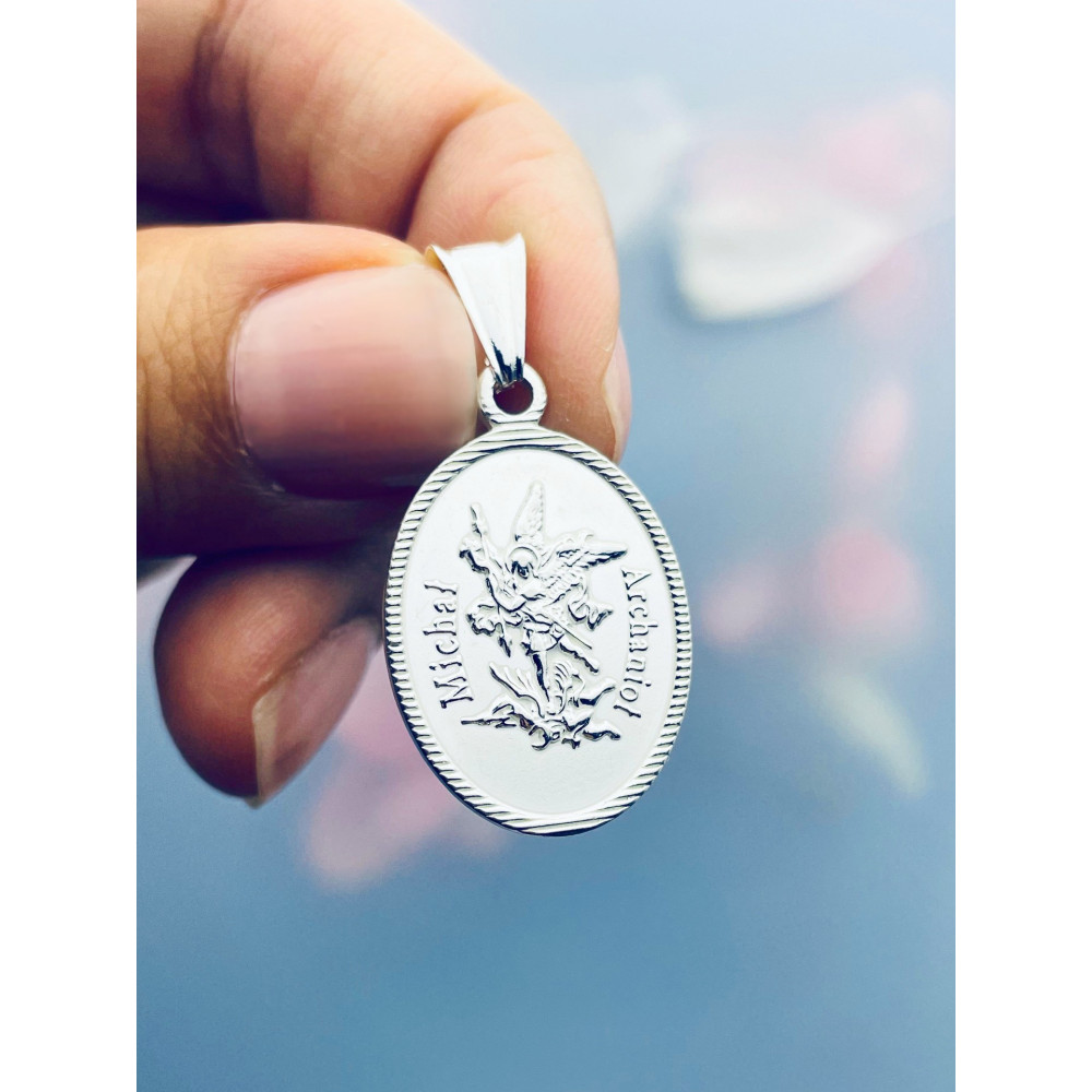 925 Silber Halskette mit Kette und Anhänger Erzengel Michael