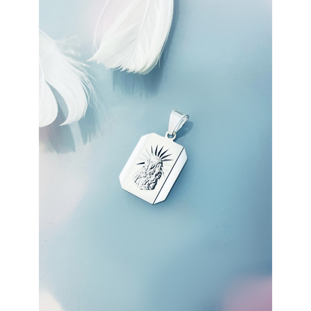 copy of Srebrny komplet naszyjnik łańcuszek rombo zawieszka Archanioł Michał