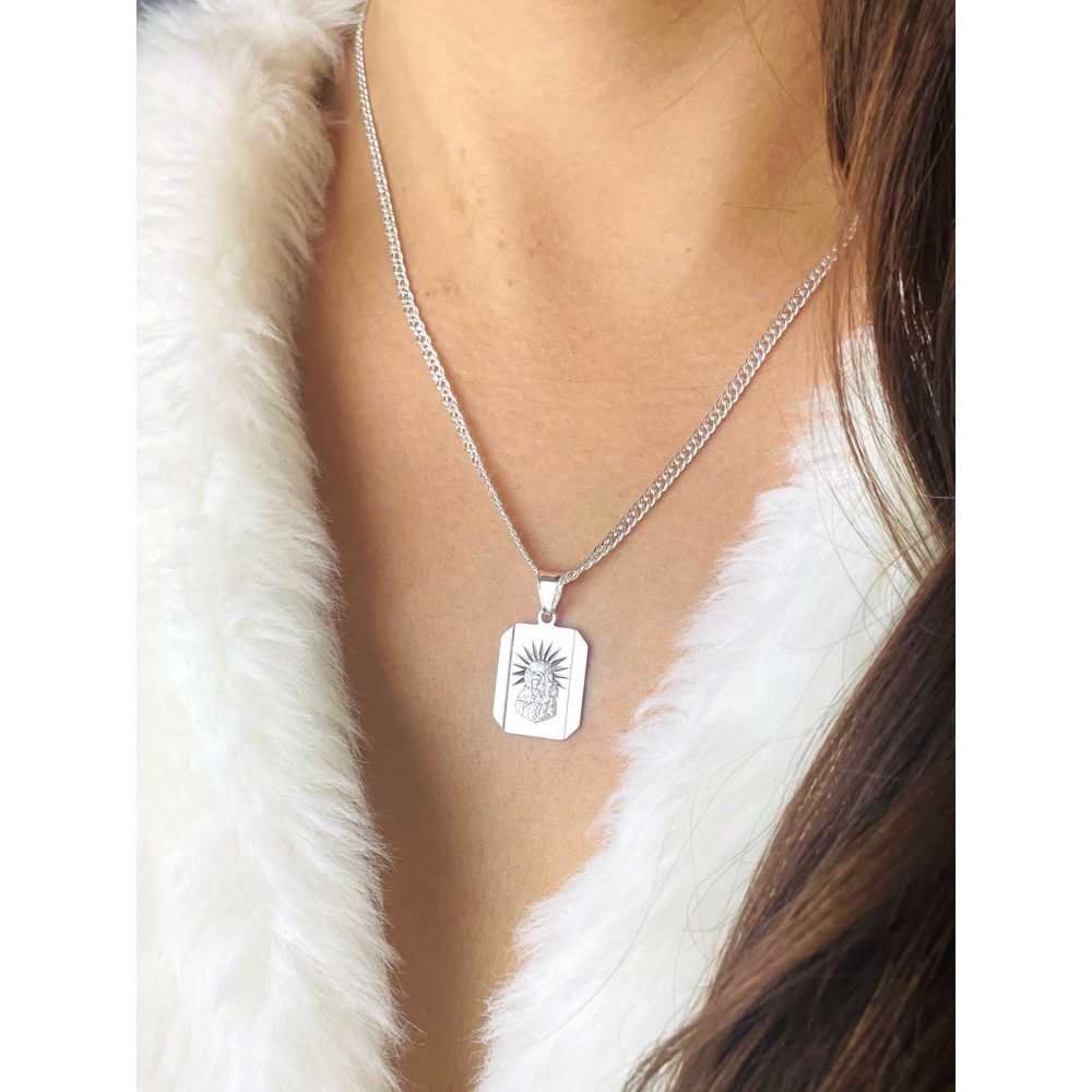 925 Silber Halskette mit Kette und Anhänger Madonna Maria