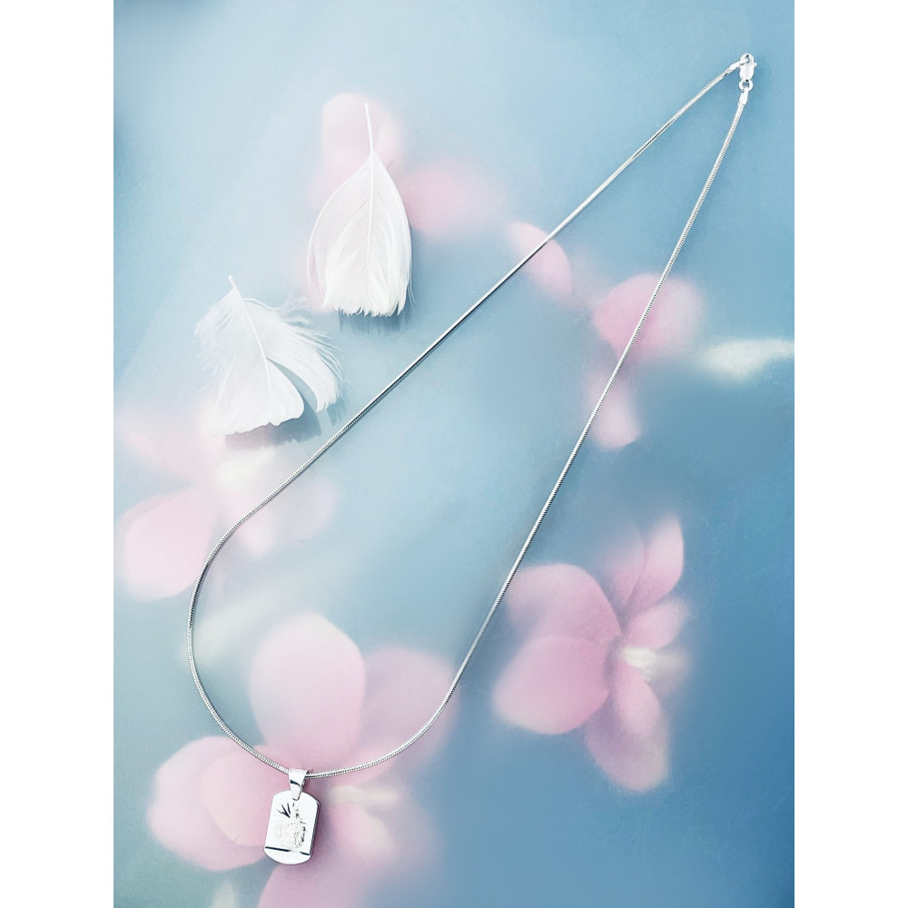 copy of Srebrny komplet naszyjnik łańcuszek rombo zawieszka Archanioł Michał