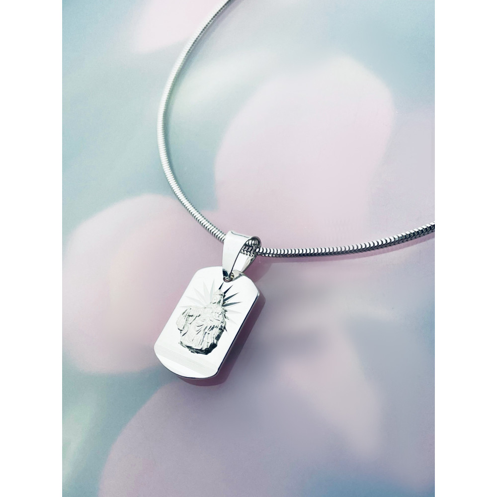 925 Silber Halskette mit Kette und Anhänger Madonna Maria und Jezus