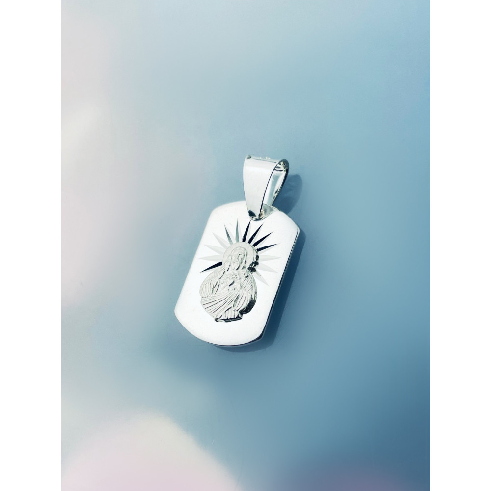 925 Silber Halskette mit Kette und Anhänger Madonna Maria und Jezus