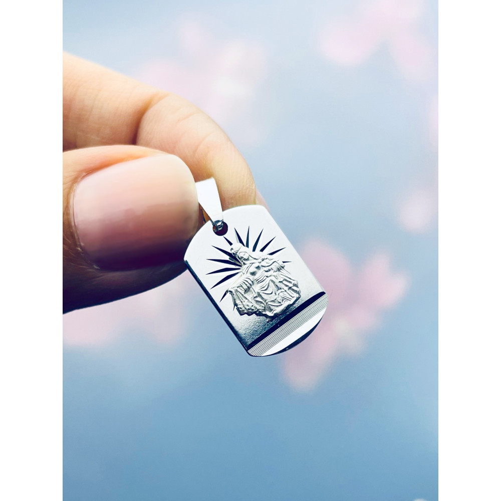 925 Silber Halskette mit Kette und Anhänger Madonna Maria und Jezus