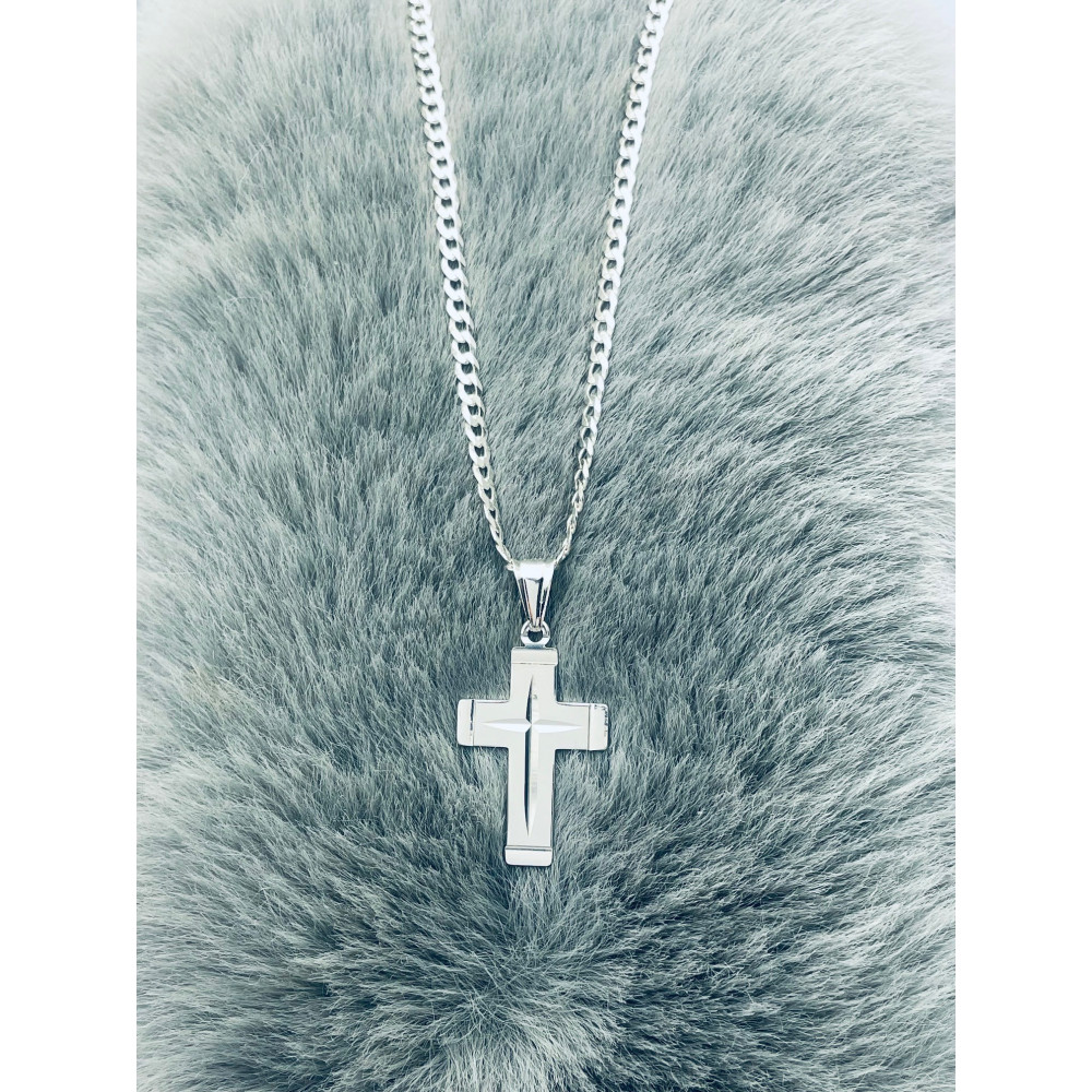 925 Silber Halskette mit Kette und Anhänger Madonna Maria und Jezus