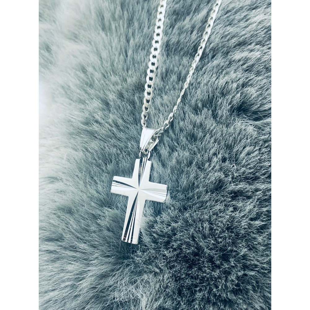 925 Silber Halskette mit Kette und Anhänger Kreuz