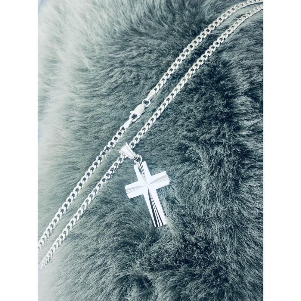 925 Silber Halskette mit Kette und Anhänger Kreuz