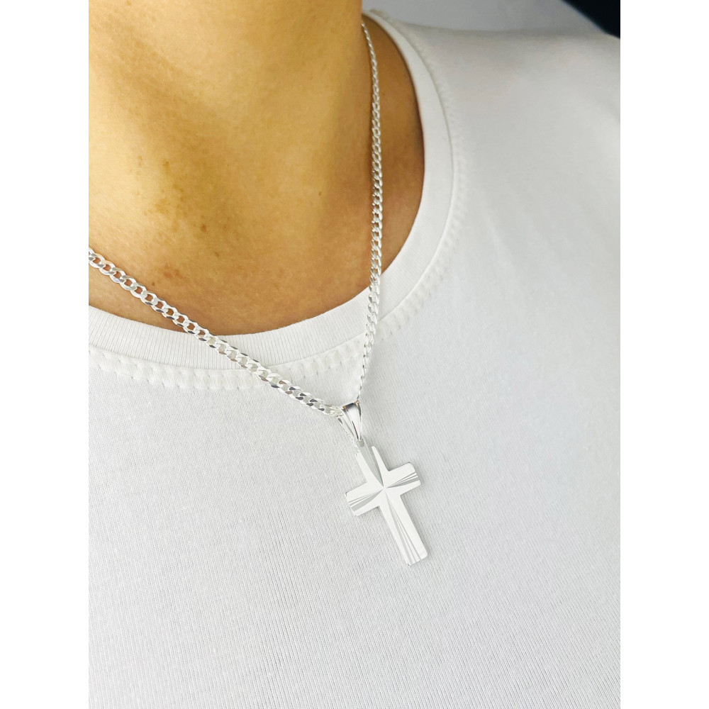 925 Silber Halskette mit Kette und Anhänger Kreuz