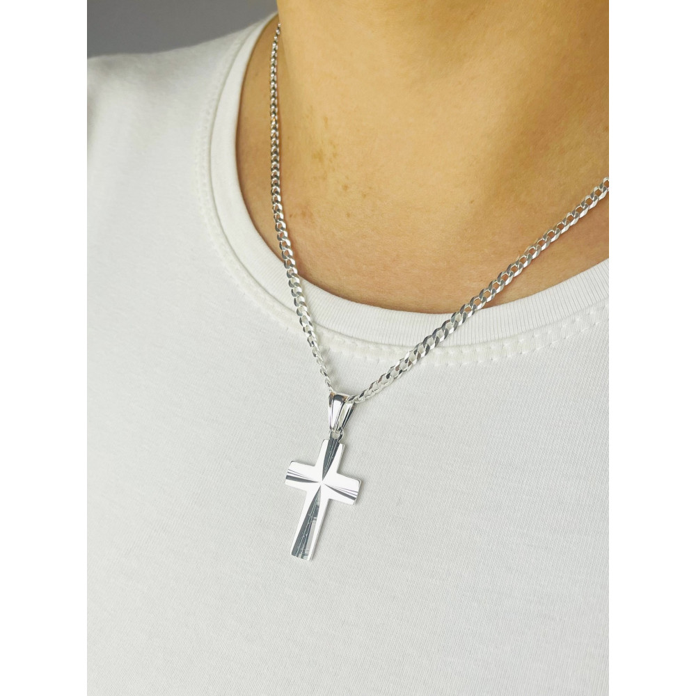 925 Silber Halskette mit Kette und Anhänger Kreuz