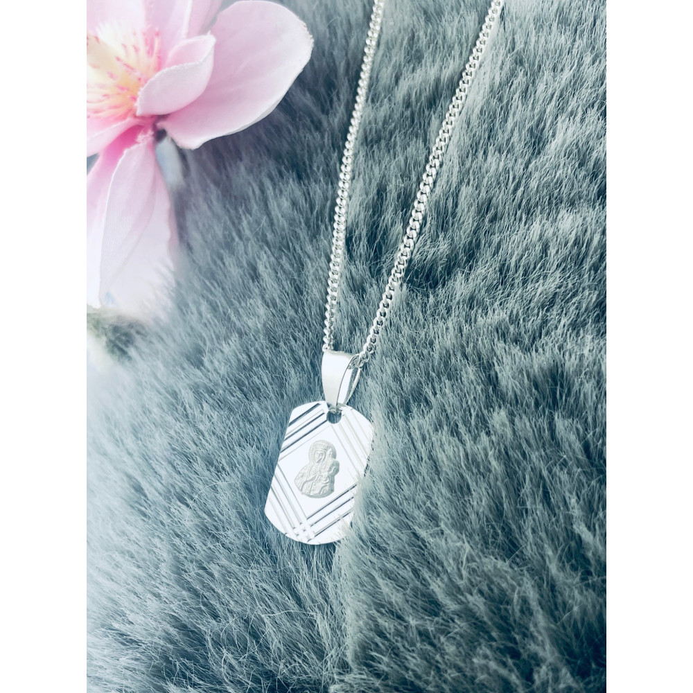 copy of Srebrny komplet naszyjnik łańcuszek rombo zawieszka Archanioł Michał