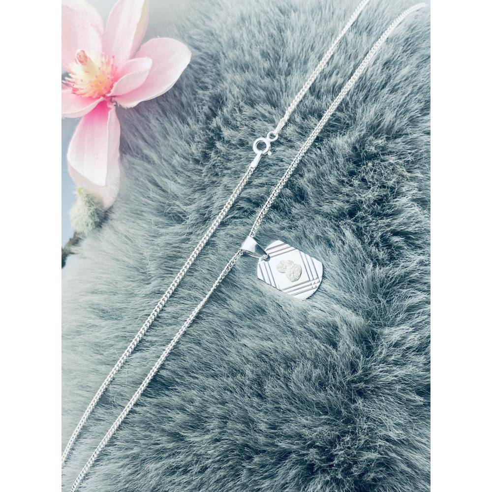 925 Silber Halskette mit Panzerkette und Anhänger Madonna Maria Erstkommunion Taufe