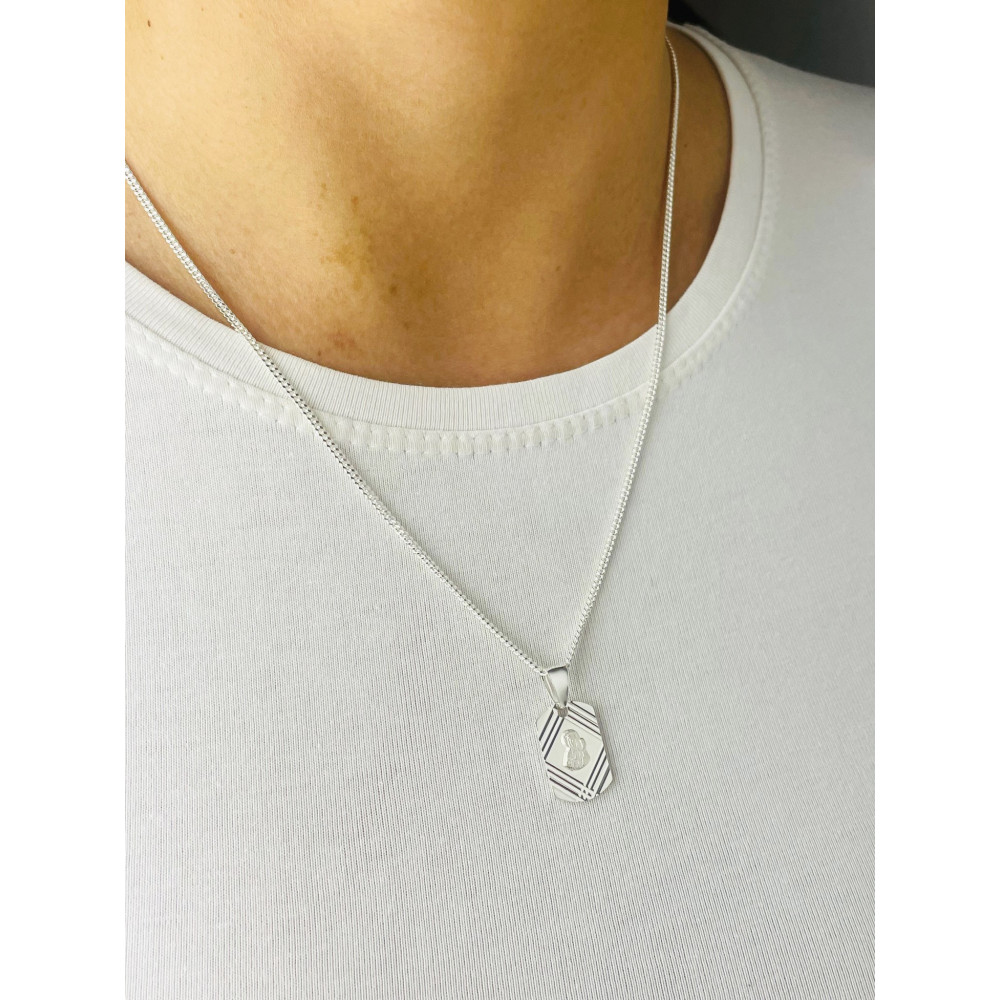 925 Silber Halskette mit Panzerkette und Anhänger Madonna Maria Erstkommunion Taufe