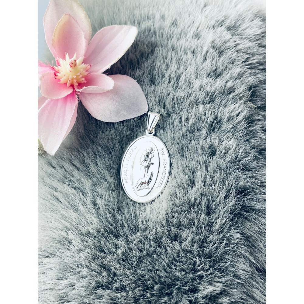 copy of Srebrny komplet naszyjnik łańcuszek rombo zawieszka Archanioł Michał