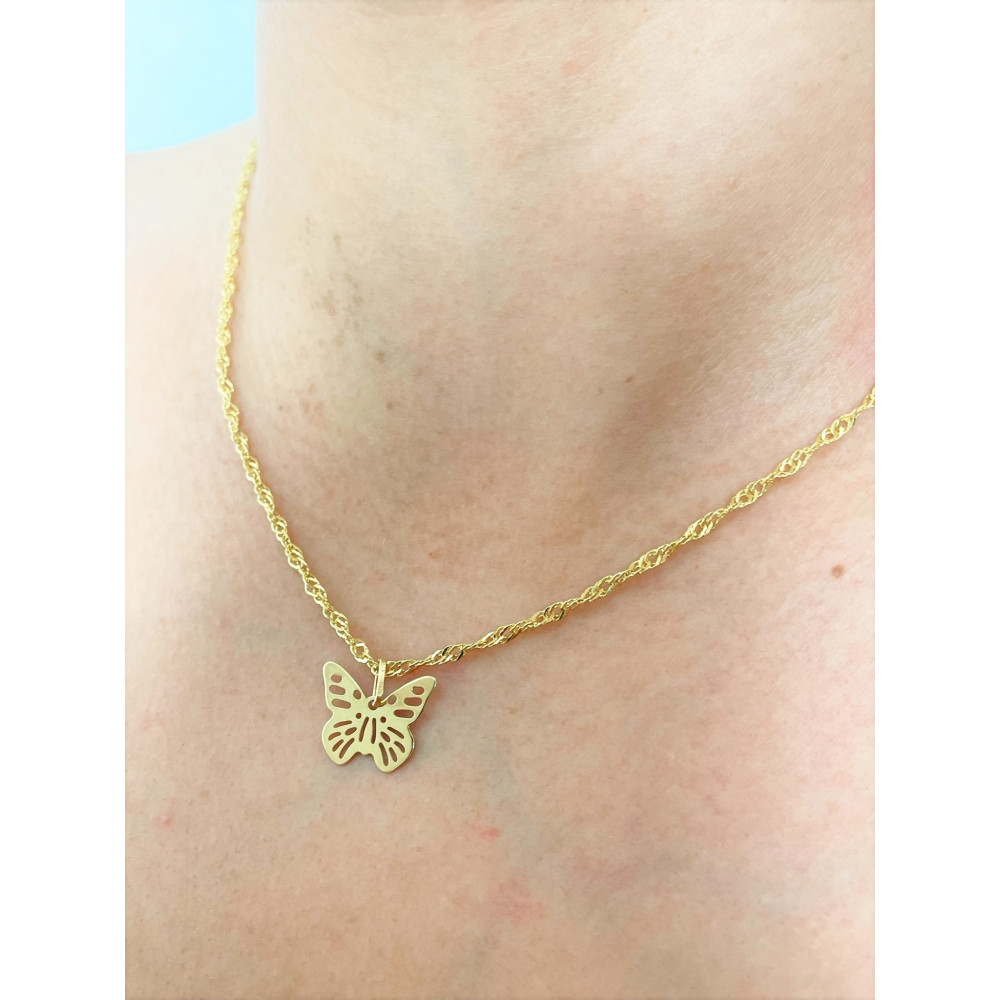 Złoty wisiorek zawieszka motyl ażurowy