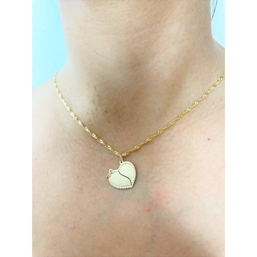 Złoty wisiorek zawieszka łamane serce