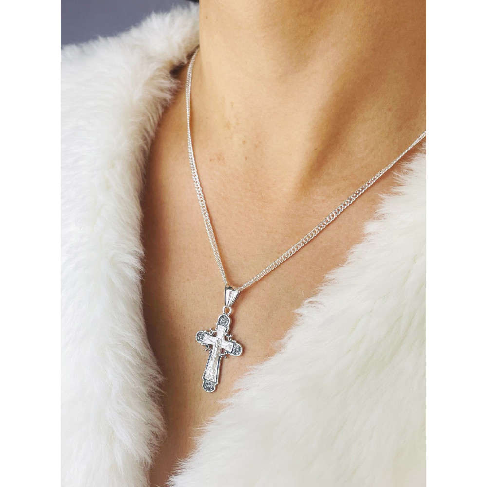 copy of Srebrny komplet naszyjnik łańcuszek rombo zawieszka Archanioł Michał