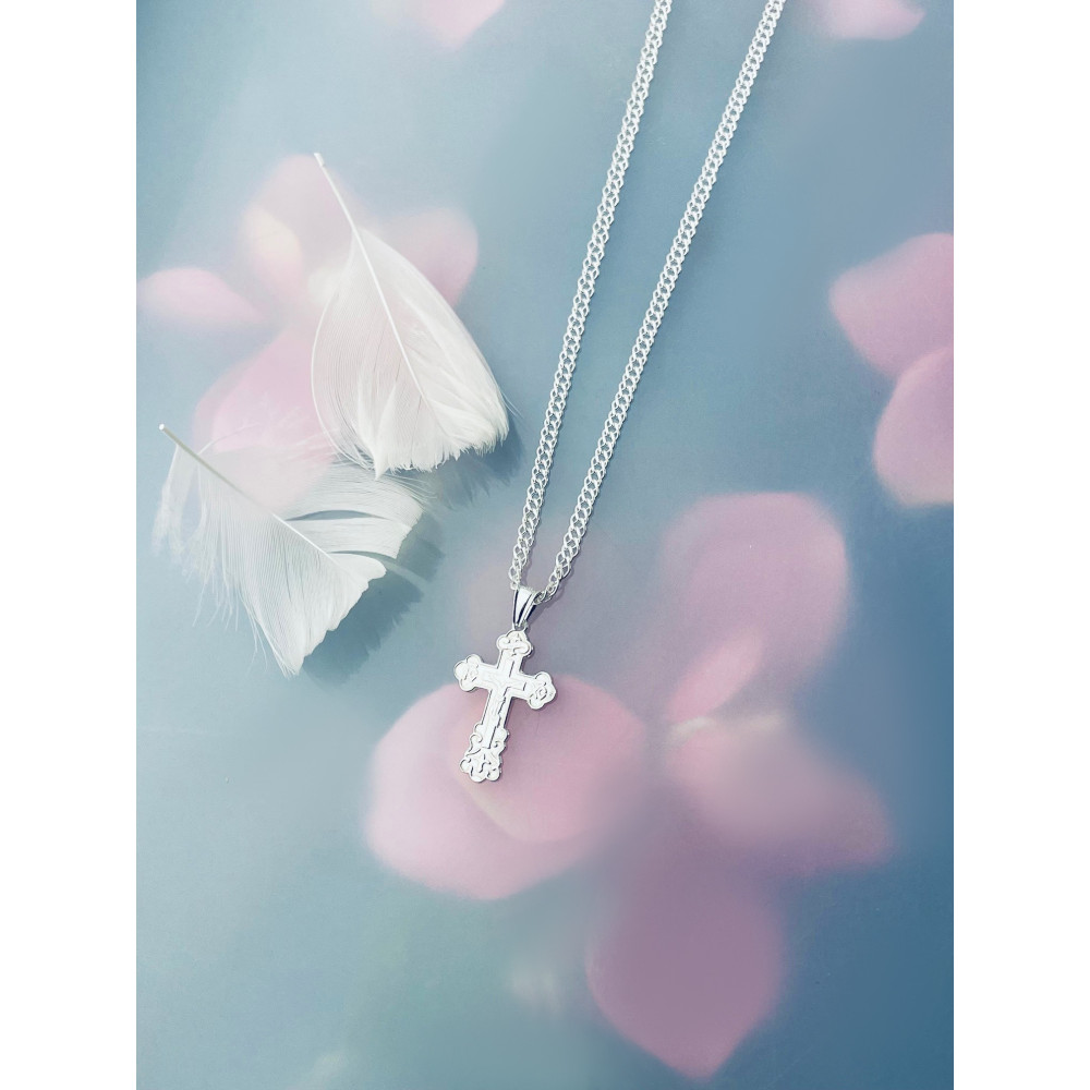 copy of Srebrny komplet naszyjnik łańcuszek rombo zawieszka Archanioł Michał