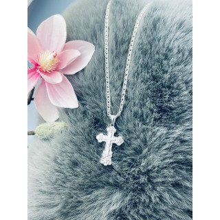 925 Silber Halskette mit Anhänger orthodoxes Kreuz Jesus Christus Taufe