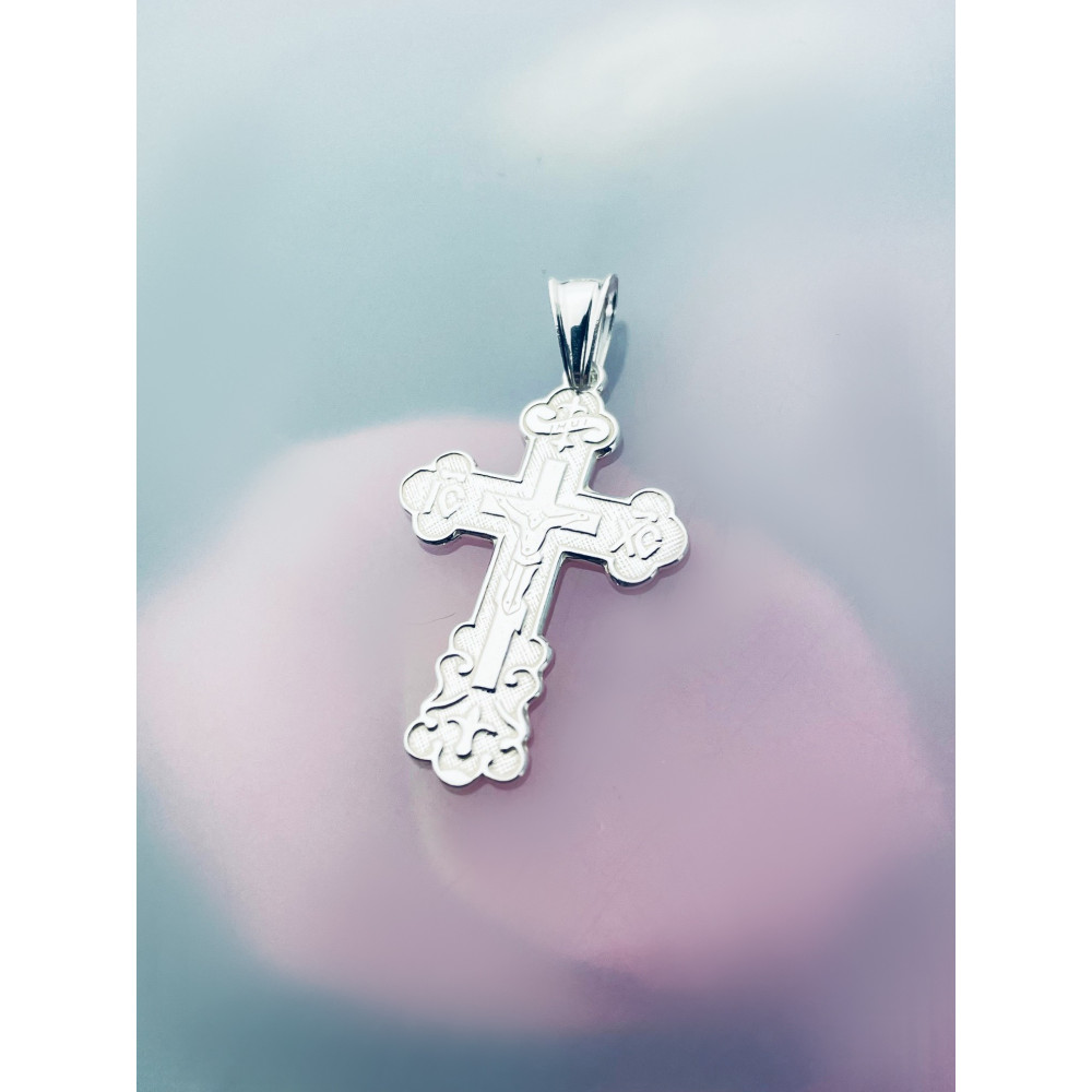 925 Silber Halskette mit Anhänger orthodoxes Kreuz Jesus Christus Taufe