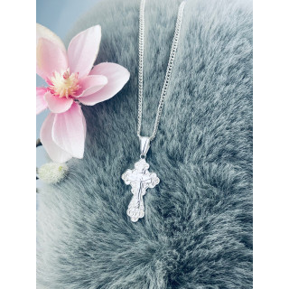 925 Silber Halskette mit Anhänger orthodoxes Kreuz Jesus Christus Taufe