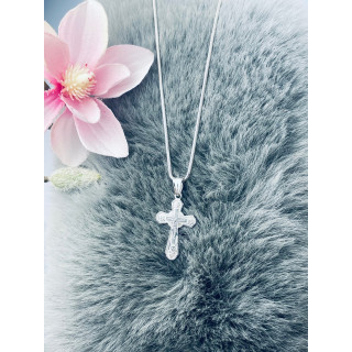 925 Silber Halskette Schlangenkette mit Anhänger orthodoxes Kreuz Jesus Christus Taufe