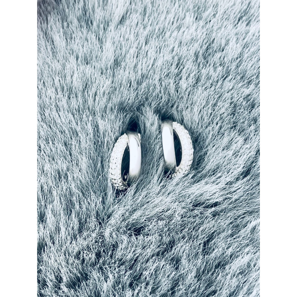 Halbkreis 925 Silber Ohrringe mit Zirkonia Damen