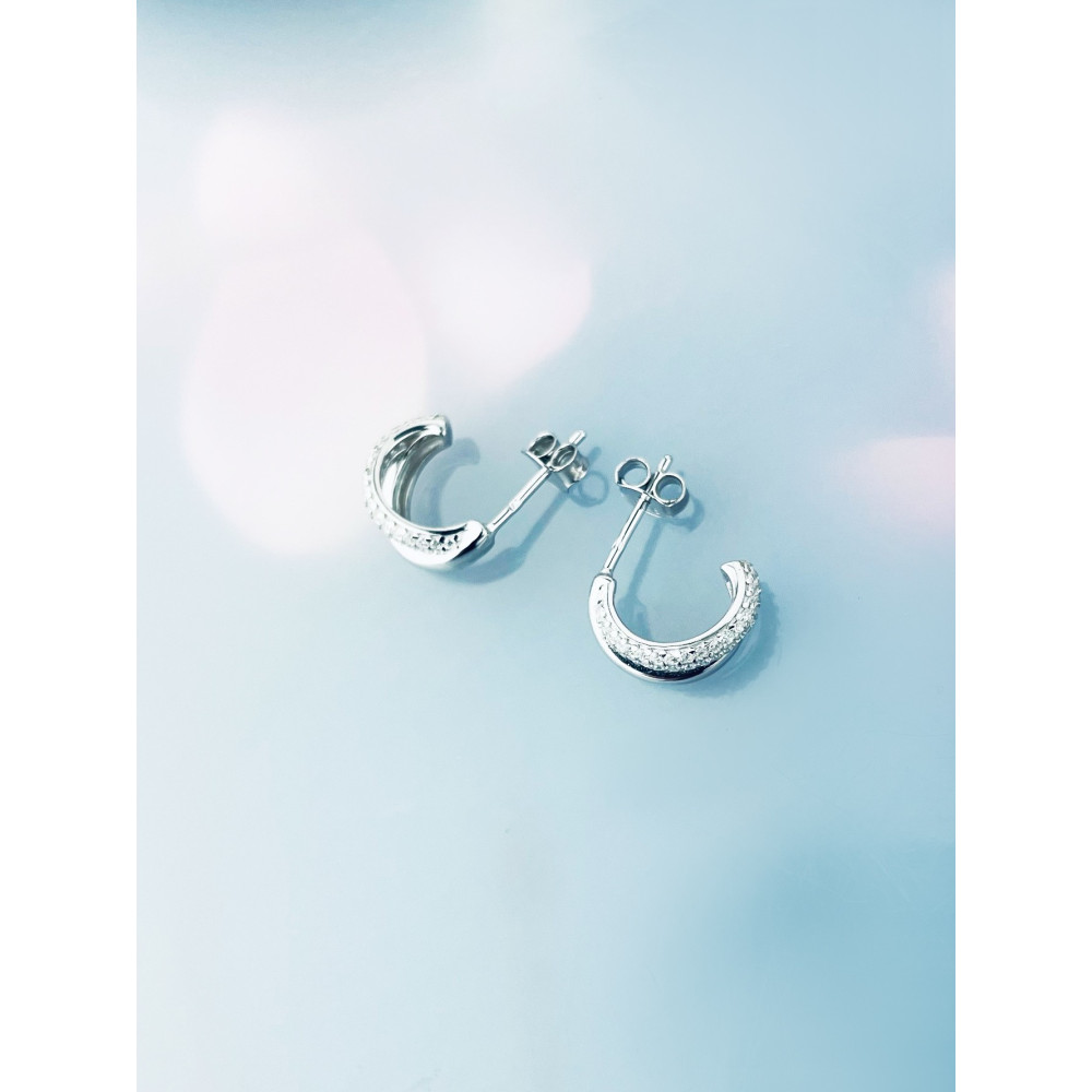 Halbkreis 925 Silber Ohrringe mit Zirkonia Damen