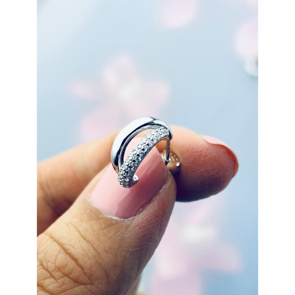 Halbkreis 925 Silber Ohrringe mit Zirkonia Damen