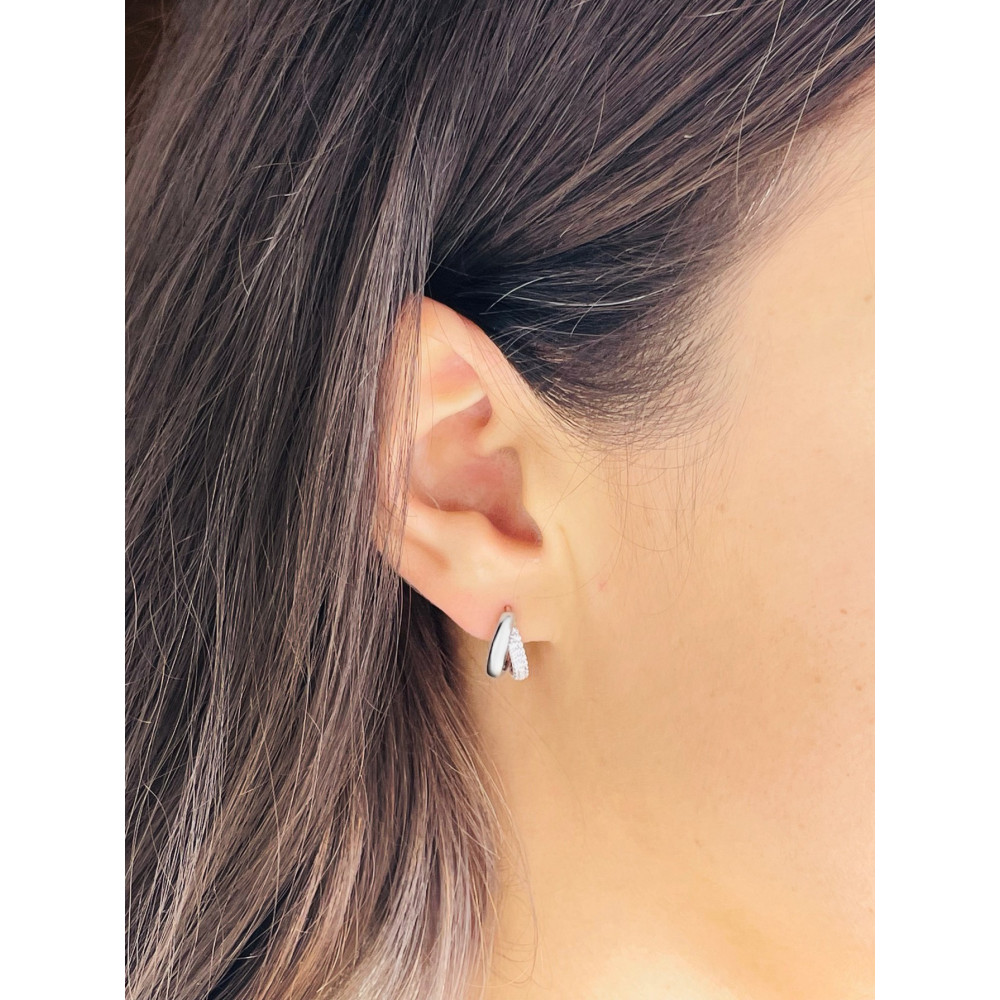 Halbkreis 925 Silber Ohrringe mit Zirkonia Damen