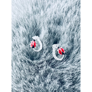 Marienkäfer 925 Silber Ohrringe mit Zirkonia