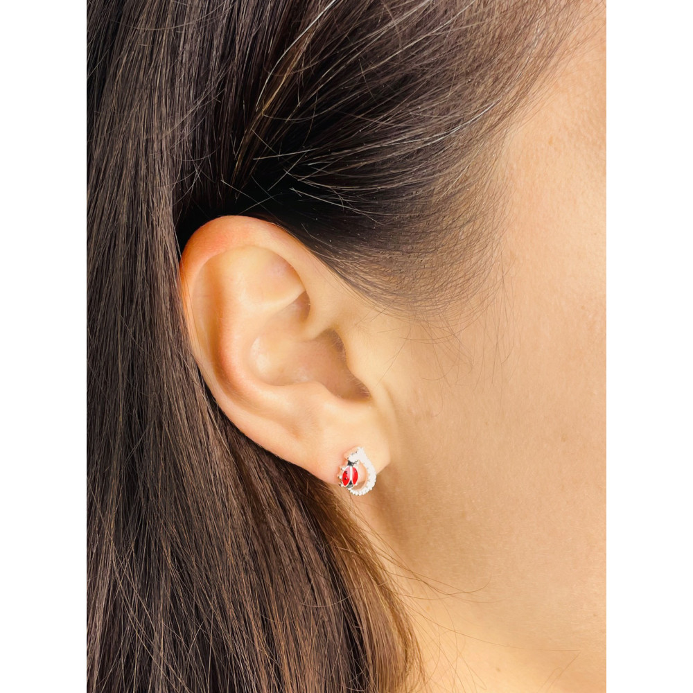 Marienkäfer 925 Silber Ohrringe mit Zirkonia